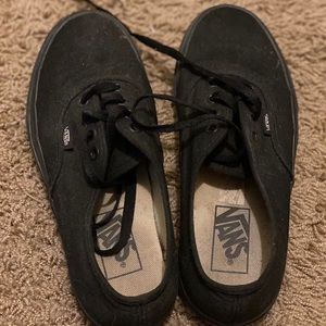 Black low top authentic vans Tan bottoms